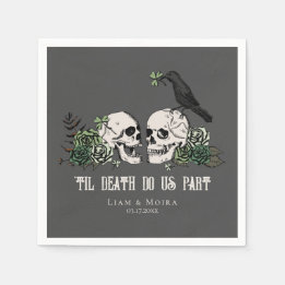 Til Death Gothic St Patricks Day Floral Skull Napkin