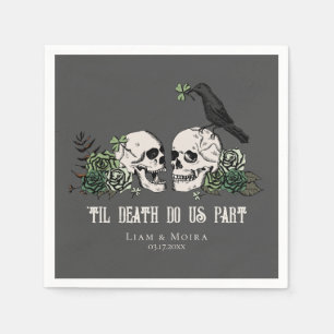 Til Death Gothic St Patricks Day Floral Skull Napkin