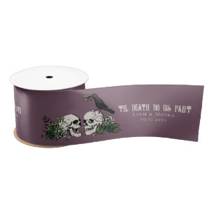 Til Death Gothic St Patricks Day Floral Skull Sati Satin Ribbon