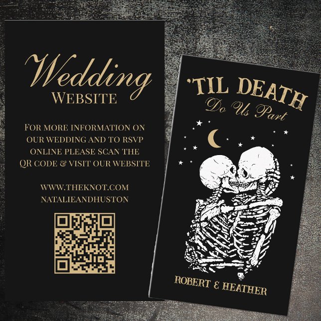 Til Death Gothic Wedding Website QR Code RSVP Enclosure Card (Creator Uploaded)