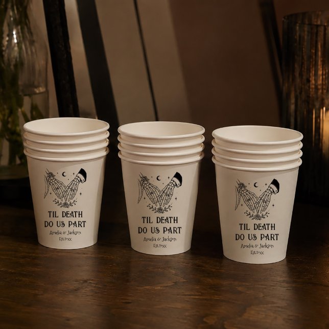 Til Death Halloween Gothic Wedding Coffee Paper Cups (Creator Uploaded)
