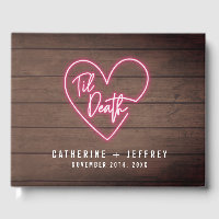 Til Death Heart Neon Sign Wood Plank Wedding