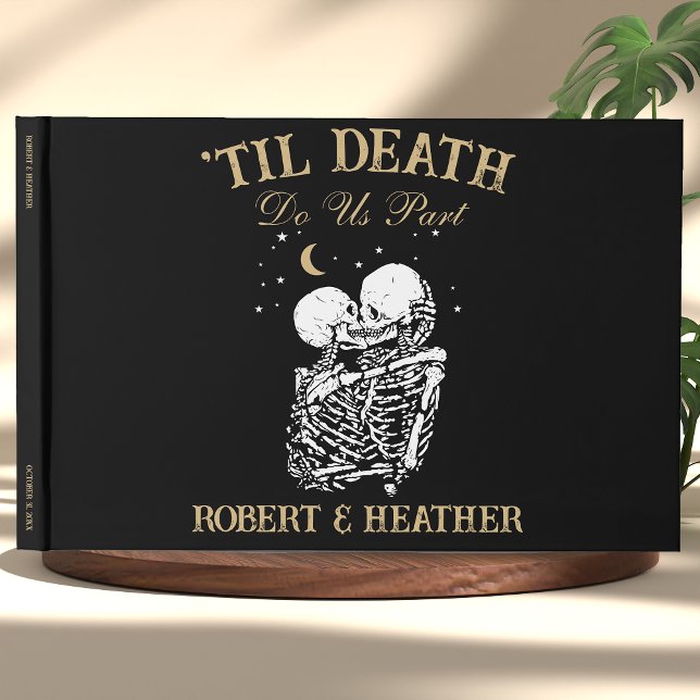 Til Death Skeleton Goth Romantic Dark Cool Wedding Guest Book (Creator Uploaded)