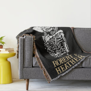 Til Death Skeleton Goth Wedding Decor Personalised Throw Blanket