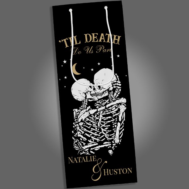 Til Death Skeleton Lovers Tarot Card Goth Wedding Wine Gift Bag (Creator Uploaded)