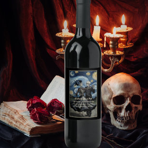 Til Death Skeleton Van Gogh Gothic Wedding Favour Wine Label