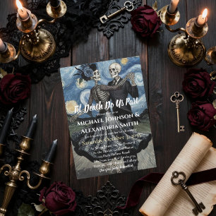 Til Death Skeleton Van Gogh Gothic Wedding  Invitation