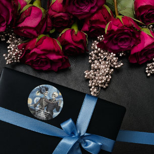Til Death Skeleton Van Gogh Wedding Favour Classic Round Sticker