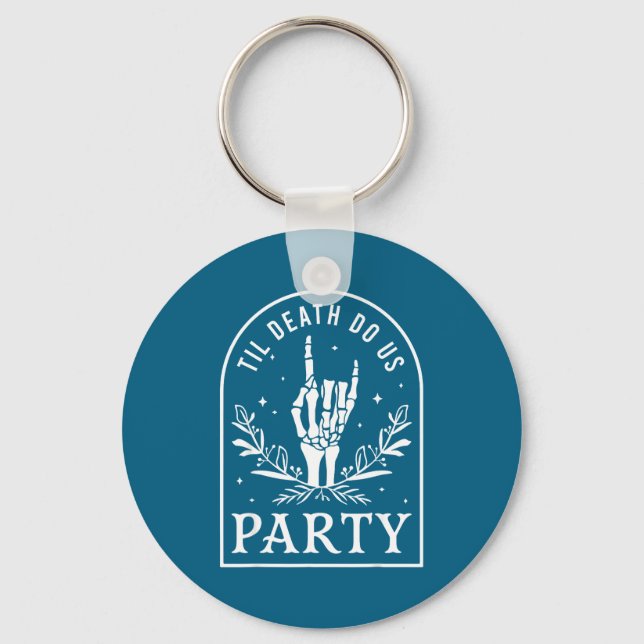 Til Death Us Party Retro Halloween Key Ring (Front)