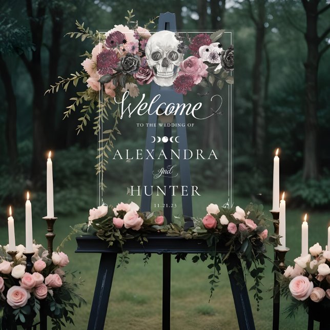 Til Death Watercolor Skeleton Rose Gothic Wedding Acrylic Sign (Til Death Watercolor Skeleton Rose Gothic Wedding Acrylic Sign
)