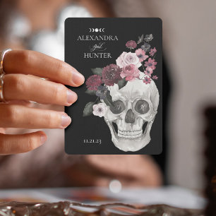 Til Death Watercolor Skeleton Rose Gothic Wedding Playing Cards