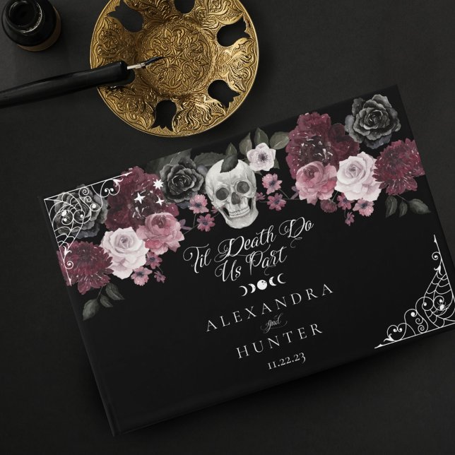 Til Death Watercolor Skull Rose Gothic Wedding Guest Book (Til Death Watercolor Skull Rose Gothic Wedding Guest Book)