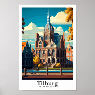 Tilburg Netherlands Travel Vintage Illustration Poster