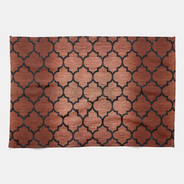 TILE1 BLACK MARBLE & COPPER BRUSHED METAL (R) TEA TOWEL (Horizontal)