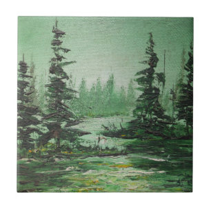 Tile Ann Hayes Painting Green Forest
