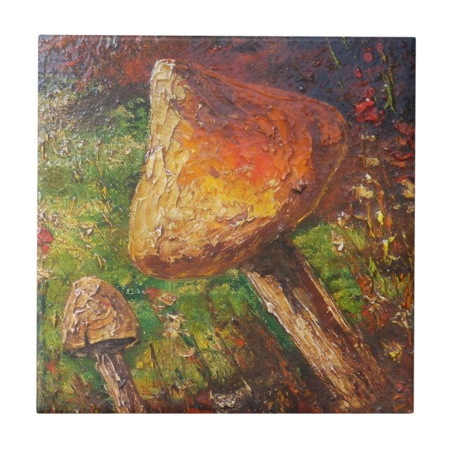 Tile Ann Hayes Painting Mushroom (Front)