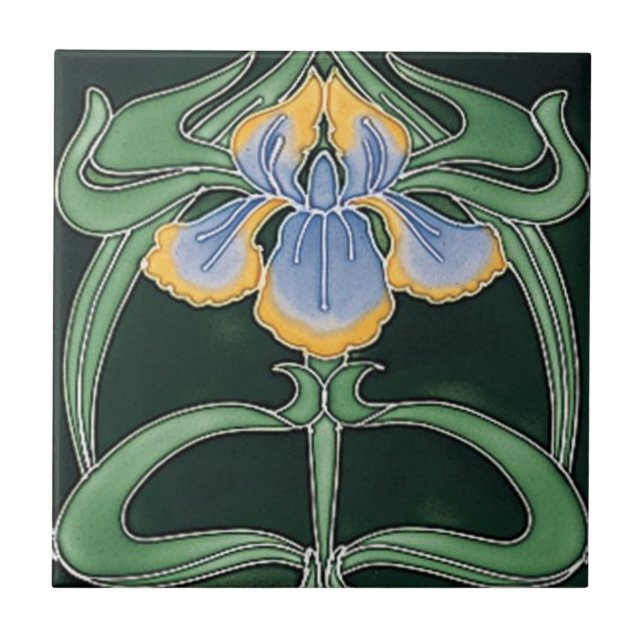 Tile - Art Nouveau Iris (Front)