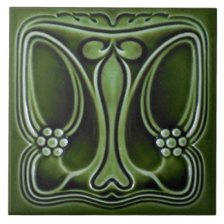 Tile art nouveau style decorative fireplace