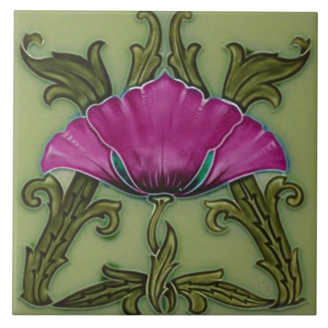 Tile art nouveau style decorative fireplace (Front)