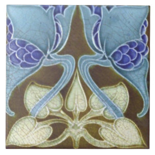 Tile art nouveau style decorative fireplace