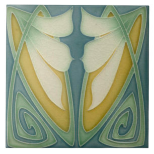 Tile art nouveau style decorative fireplace