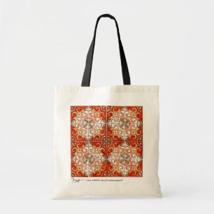 Tile Art Orange Tote Bag