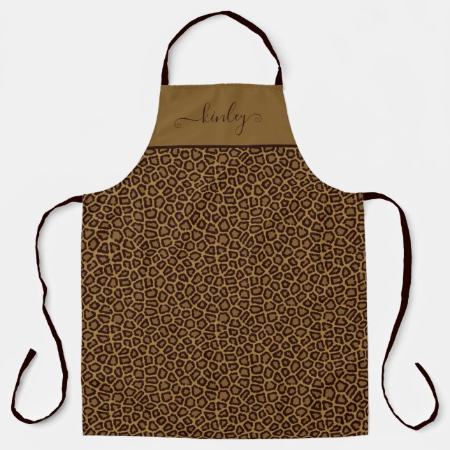 Tile background with a leopard fur apron (Front)