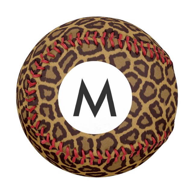 Tile background with a leopard fur baseball (Front Left)