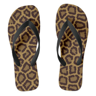 Tile background with a leopard fur jandals