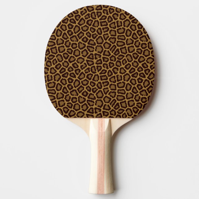 Tile background with a leopard fur ping pong paddle (Front)