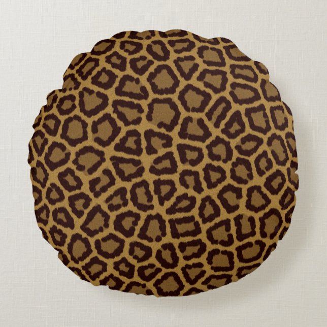 Tile background with a leopard fur round cushion (Front)