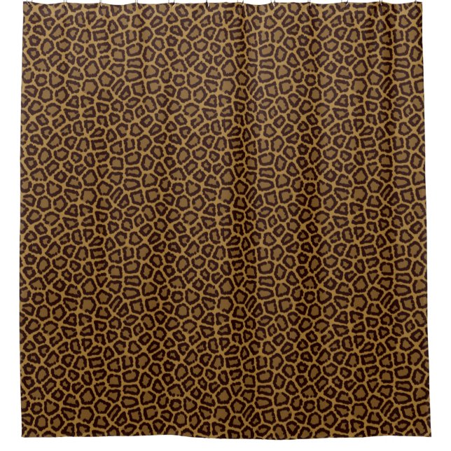 Tile background with a leopard fur shower curtain (Front)