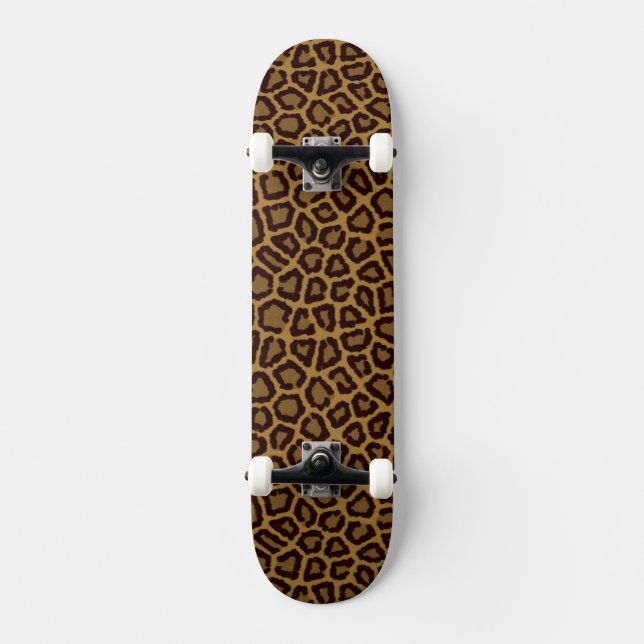 Tile background with a leopard fur skateboard (Front)