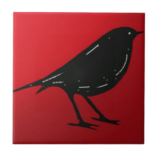 Tile Black Bird Red