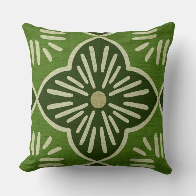 Tile casablanca graphic in green pattern cushion (Front)