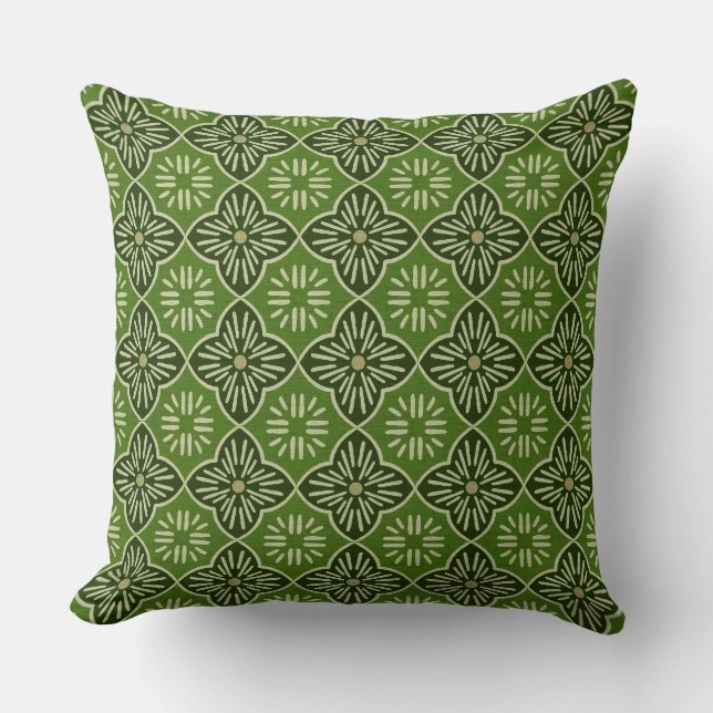 Tile casablanca graphic in green pattern cushion (Front)