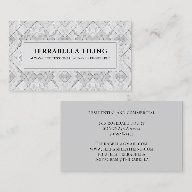 Tile Contractor Business Card (Front/Back)