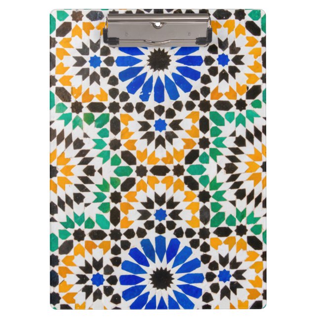 Tile decoration at Bahia Palace Clipboard (Front)