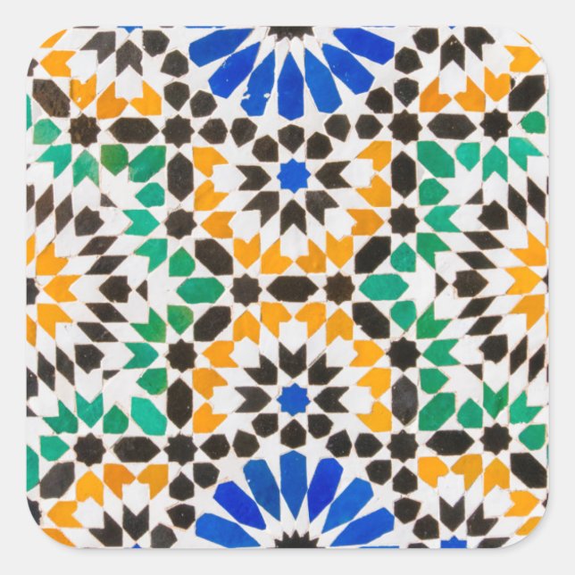 Tile decoration at Bahia Palace Square Sticker (Front)