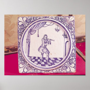 Tile depicting a clarinetist, 1706 poster