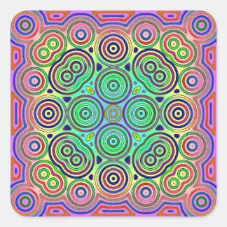tile design of colourful concentric circles square sticker