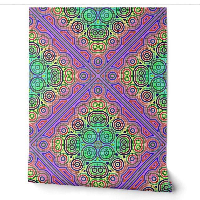 tile design of colourful concentric circles  wallpaper (Unrolling)