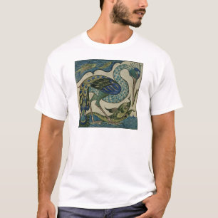 Tile design of heron and fish, by Walter Crane T-Shirt