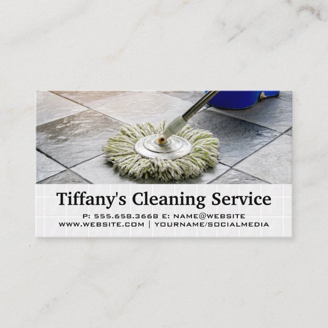 Tile Floors | Mop Cleaning Business Card (Front)