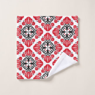 Tile floral pattern. Folk art bloom.  Bath Towel Set