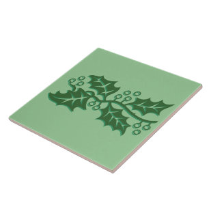 Tile - Holly Leaves with Berries