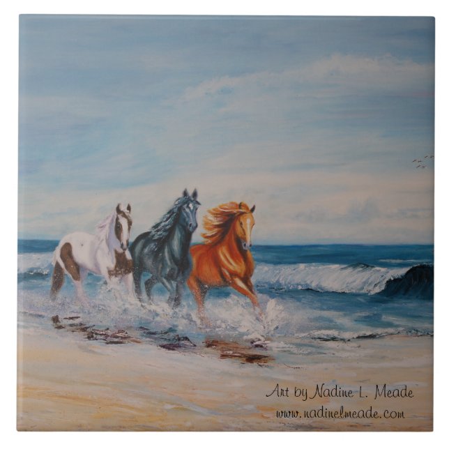 Tile, Horses in the Surf Tile (Front)