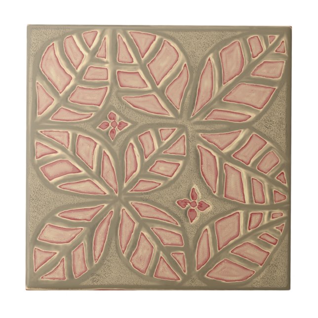  Tile, Mauve and muted Avocado Ceramic Tile (Front)