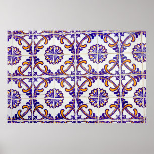 Tile pattern close-up, Portugal Poster