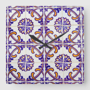 Tile pattern close-up, Portugal Square Wall Clock